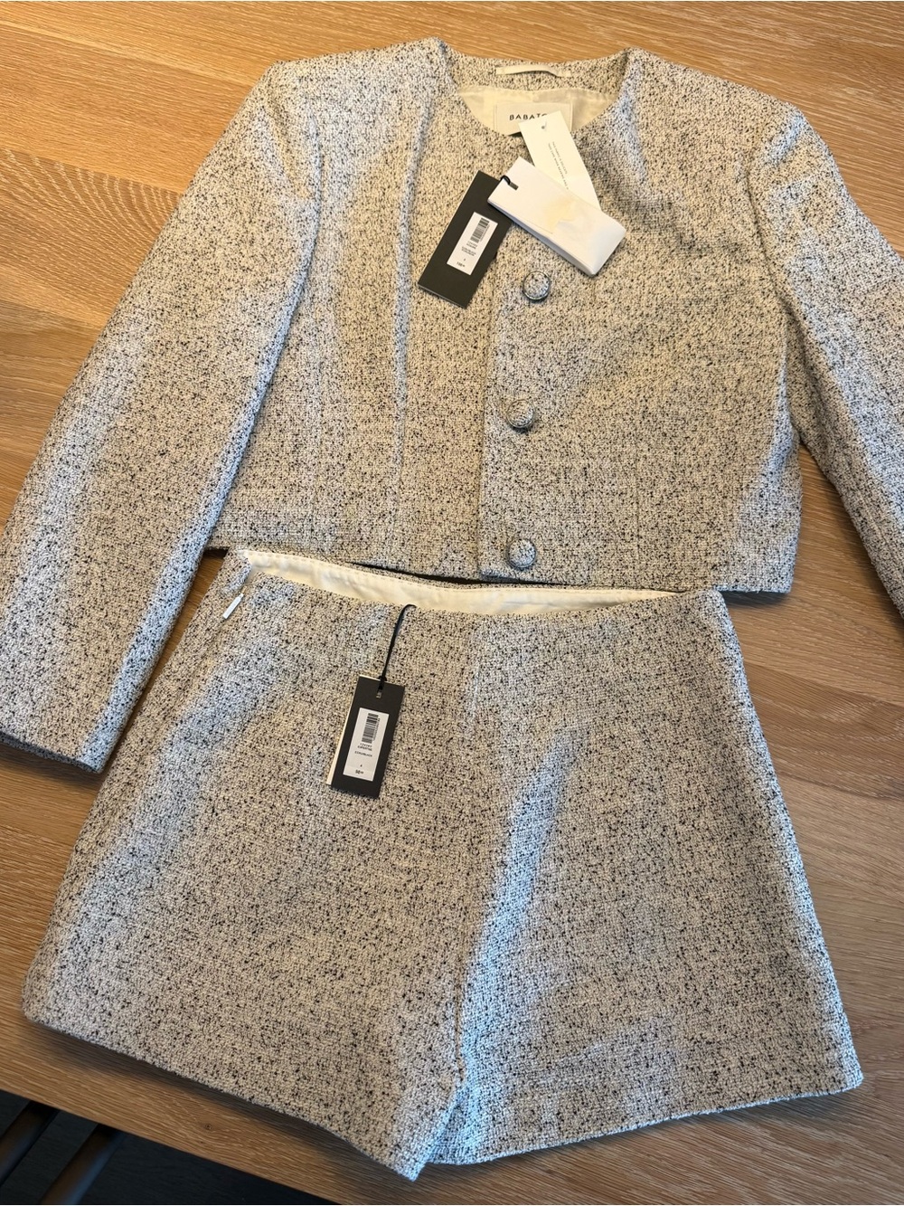 Babaton Tweed Girls' Jacket and Skort Set - Light Gray